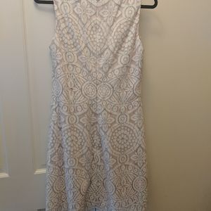 White and blush lace dress